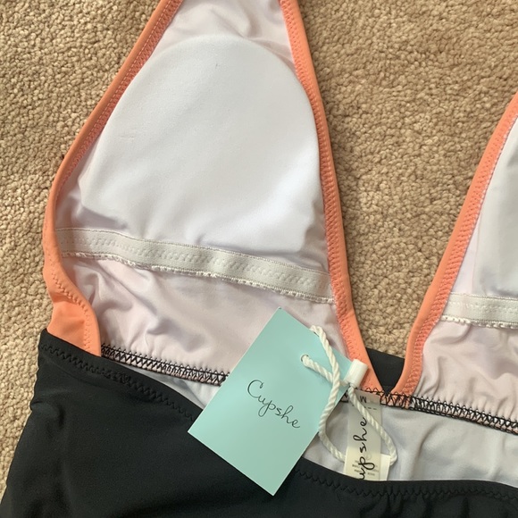 NWT Cupshe One-piece Pink & Black Halter Swimsuit ☀️ - Picture 7 of 10